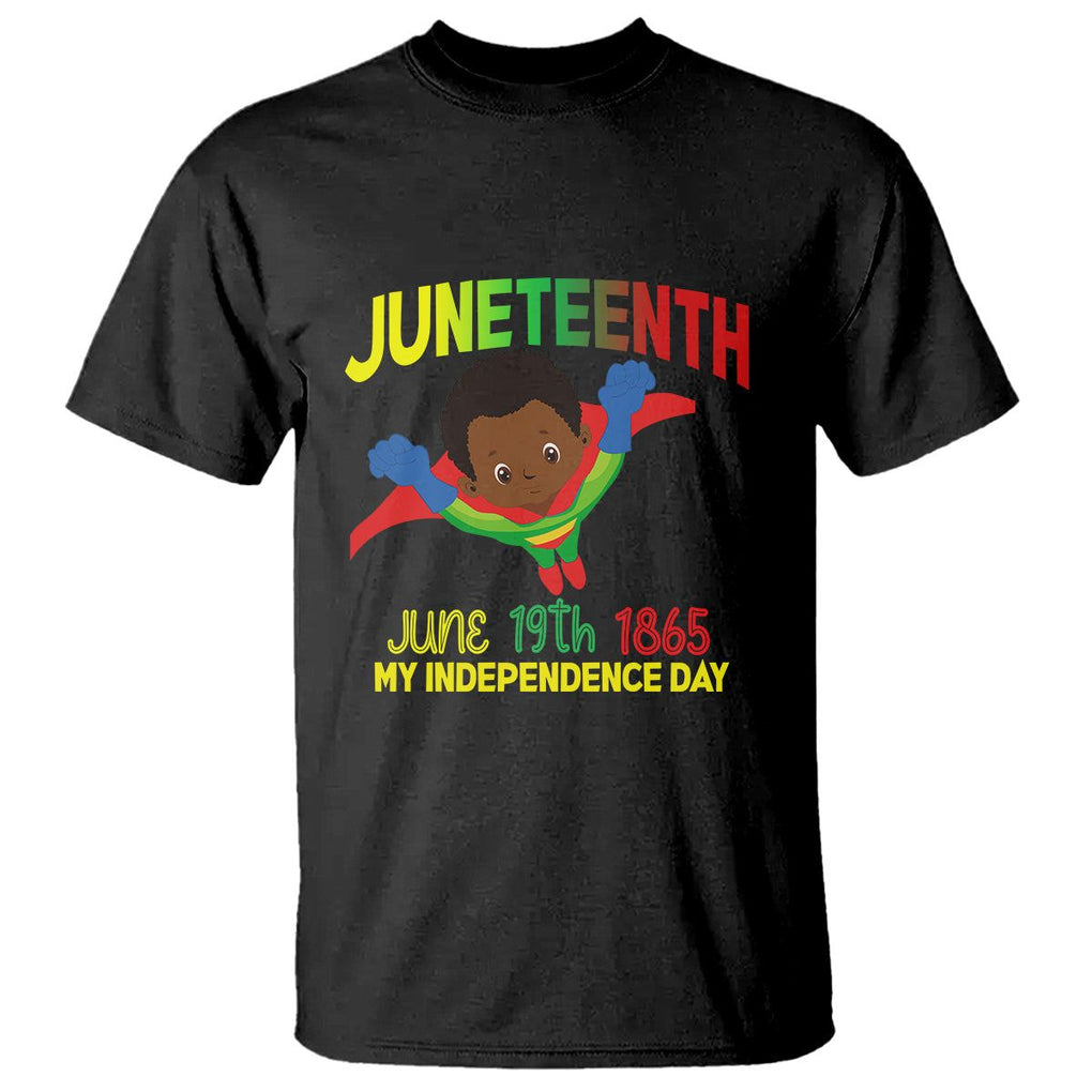 Happy Juneteenth Is My Independence Day T Shirt Super Hero Black Boy TS01 Black Printyourwear