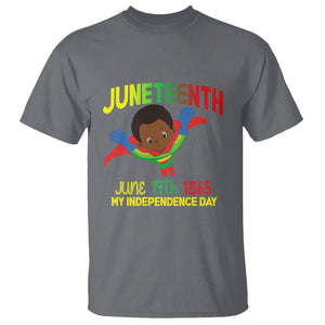 Happy Juneteenth Is My Independence Day T Shirt Super Hero Black Boy TS01 Charcoal Printyourwear