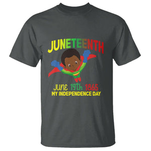 Happy Juneteenth Is My Independence Day T Shirt Super Hero Black Boy TS01 Dark Heather Printyourwear