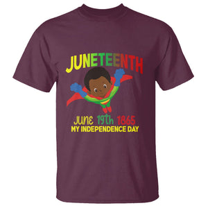 Happy Juneteenth Is My Independence Day T Shirt Super Hero Black Boy TS01 Maroon Printyourwear