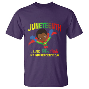 Happy Juneteenth Is My Independence Day T Shirt Super Hero Black Boy TS01 Purple Printyourwear