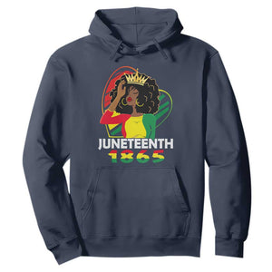 Queen Afro Hoodie Juneteenth 1865 TS01 Navy Printyourwear