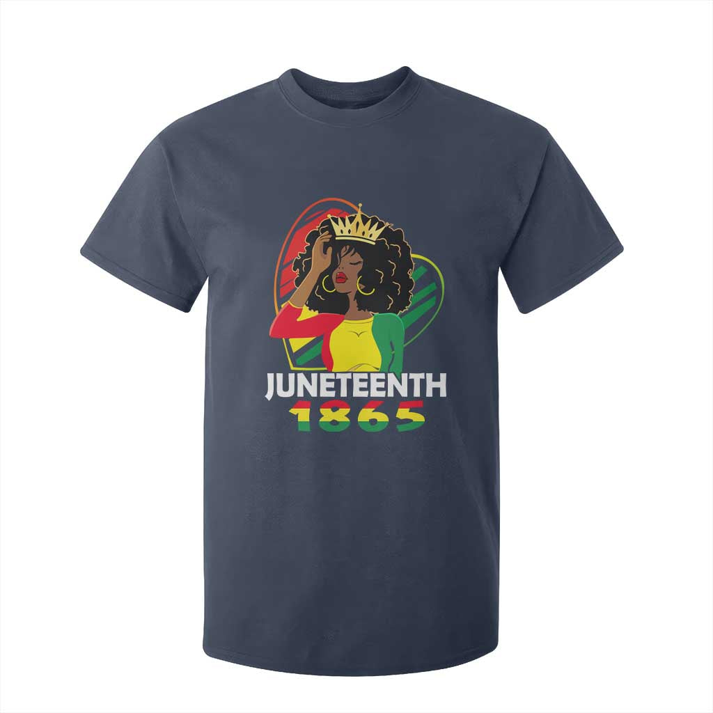 Queen Afro T Shirt For Kid Juneteenth 1865 TS01 Navy Print Your Wear