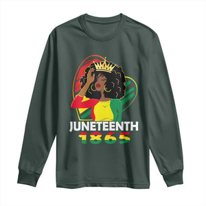 Queen Afro Long Sleeve Shirt Juneteenth 1865 TS01 Dark Forest Green Print Your Wear