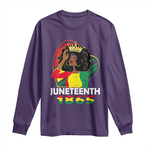 Queen Afro Long Sleeve Shirt Juneteenth 1865 TS01 Purple Print Your Wear