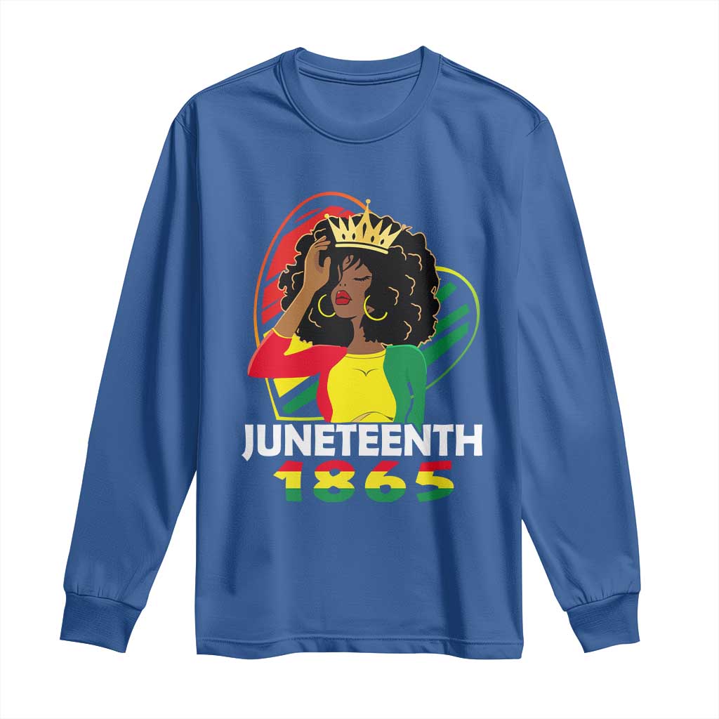 Queen Afro Long Sleeve Shirt Juneteenth 1865 TS01 Royal Blue Print Your Wear