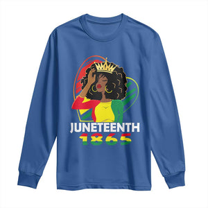 Queen Afro Long Sleeve Shirt Juneteenth 1865 TS01 Royal Blue Print Your Wear