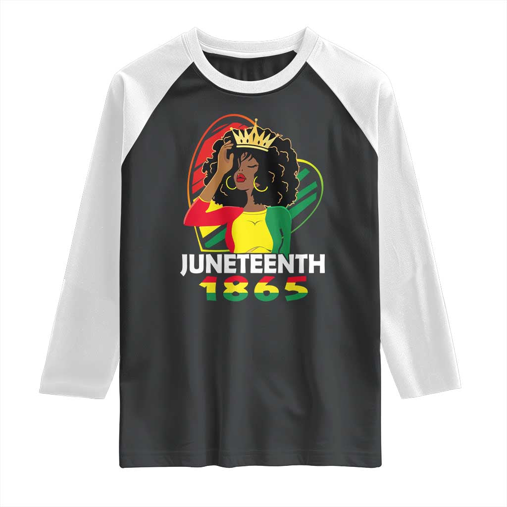Queen Afro Raglan Shirt Juneteenth 1865 TS01 Black White Print Your Wear