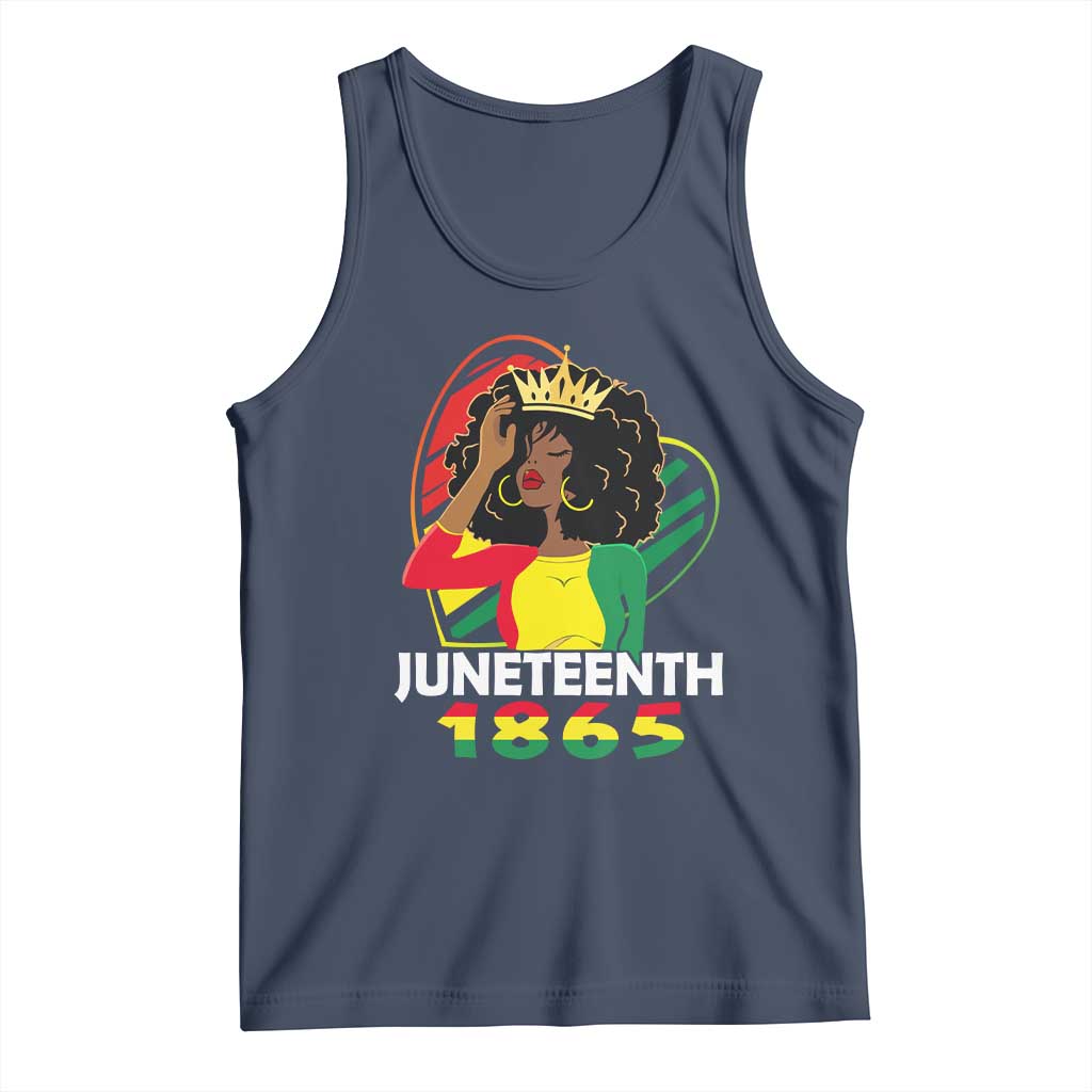 Queen Afro Tank Top Juneteenth 1865 TS01 Navy Print Your Wear
