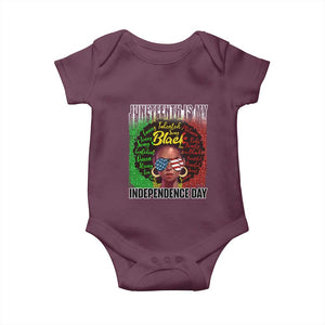 Juneteenth Is My Independence Day Baby Onesie For Black Queen Not July 4th TS01 Maroon Print Your Wear