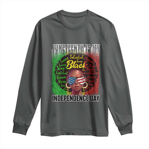 Juneteenth Is My Independence Day Long Sleeve Shirt For Black Queen Not July 4th TS01 Dark Heather Print Your Wear