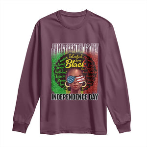 Juneteenth Is My Independence Day Long Sleeve Shirt For Black Queen Not July 4th TS01 Maroon Print Your Wear