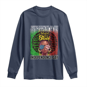 Juneteenth Is My Independence Day Long Sleeve Shirt For Black Queen Not July 4th TS01 Navy Print Your Wear