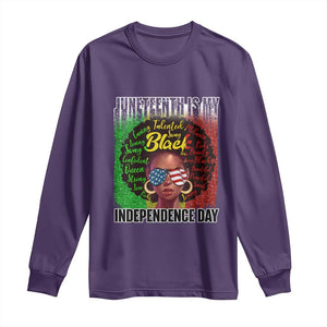 Juneteenth Is My Independence Day Long Sleeve Shirt For Black Queen Not July 4th TS01 Purple Print Your Wear