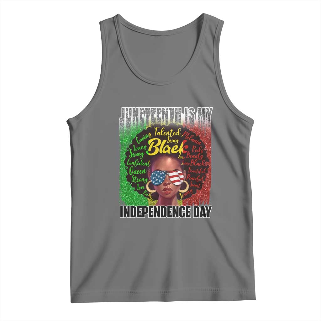 Juneteenth Is My Independence Day Tank Top For Black Queen Not July 4th TS01 Black Heather Print Your Wear
