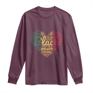 Black Awesome Strong Inspirational Long Sleeve Shirt African American Pride Juneteenth BHM TS01 Maroon Print Your Wear