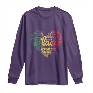 Black Awesome Strong Inspirational Long Sleeve Shirt African American Pride Juneteenth BHM TS01 Purple Print Your Wear