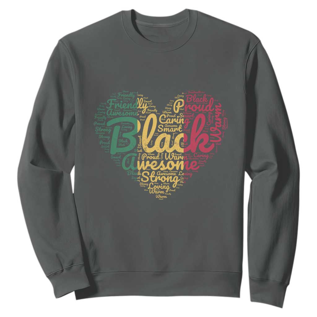 Black History Sweatshirt Cool Juneteenth with African Proud Heart TS01 Dark Heather Printyourwear
