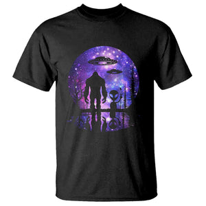 Alien And Bigfoot Full Moon Sasquatch UFO T Shirt TS01 Black Print Your Wear