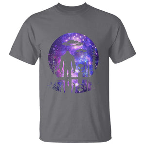 Alien And Bigfoot Full Moon Sasquatch UFO T Shirt TS01 Charcoal Print Your Wear