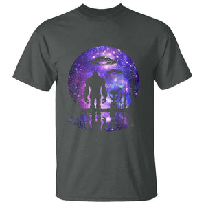 Alien And Bigfoot Full Moon Sasquatch UFO T Shirt TS01 Dark Heather Print Your Wear