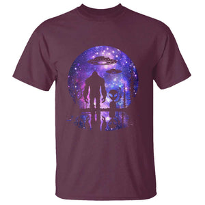 Alien And Bigfoot Full Moon Sasquatch UFO T Shirt TS01 Maroon Print Your Wear