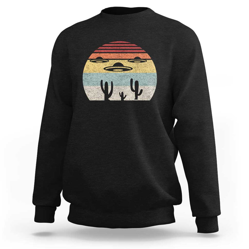 Vintage Retro UFO Alien Desert Sweatshirt TS01 Black Print Your Wear