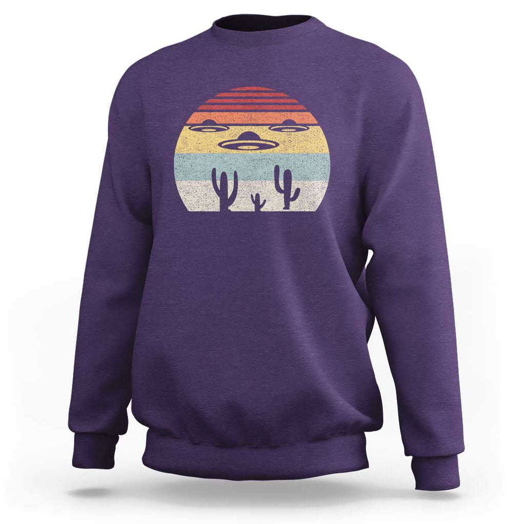 Vintage Retro UFO Alien Desert Sweatshirt TS01 Purple Print Your Wear
