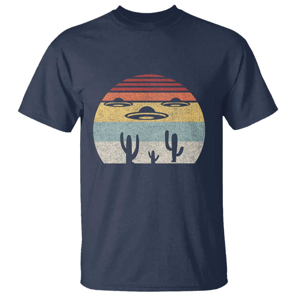 Vintage Retro UFO Alien Desert T Shirt TS01 Navy Print Your Wear