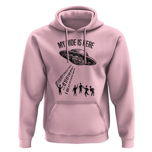 My Ride Alien Flying Saucer UFO Abduction Hoodie TS01 Light Pink Print Your Wear