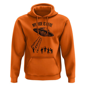 My Ride Alien Flying Saucer UFO Abduction Hoodie TS01 Orange Print Your Wear