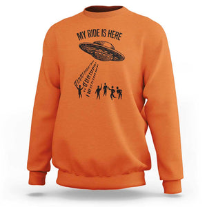 My Ride Alien Flying Saucer UFO Abduction Sweatshirt TS01 Orange Print Your Wear