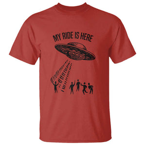 My Ride Alien Flying Saucer UFO Abduction T Shirt TS01 Red Print Your Wear