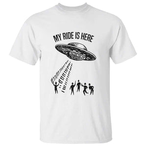 My Ride Alien Flying Saucer UFO Abduction T Shirt TS01 White Print Your Wear