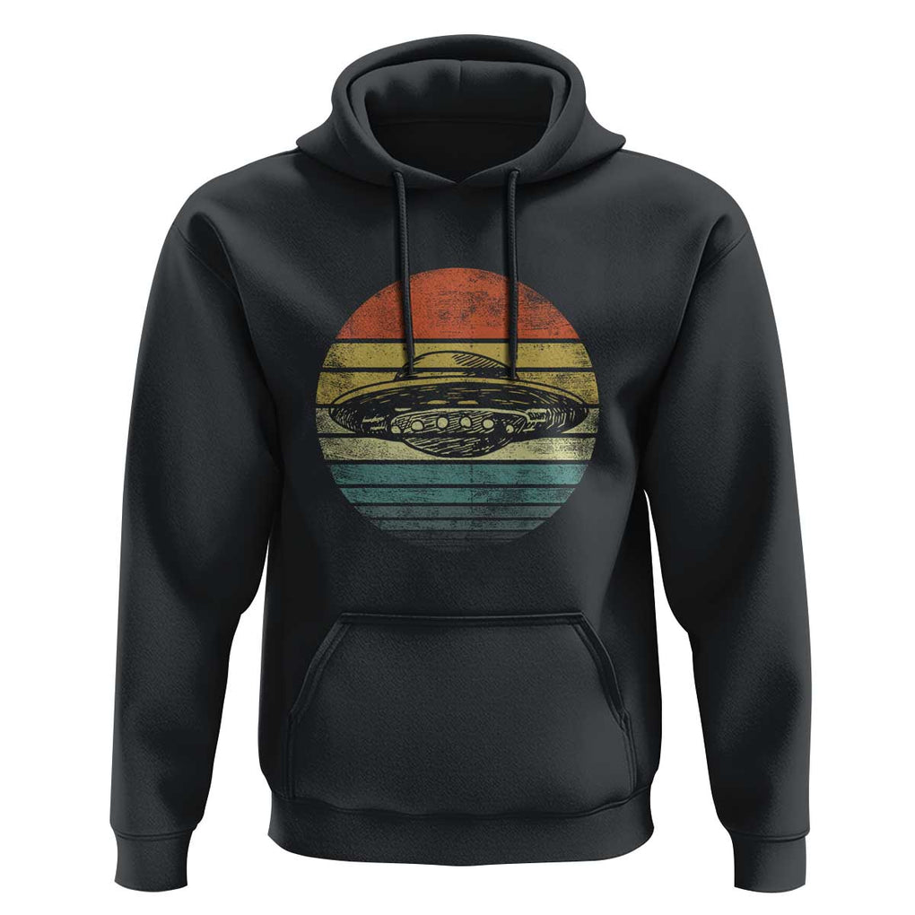 UFO Gifts Retro Sunset Funny Alien UFO Hunter Silhouette Hoodie TS01 Black Print Your Wear