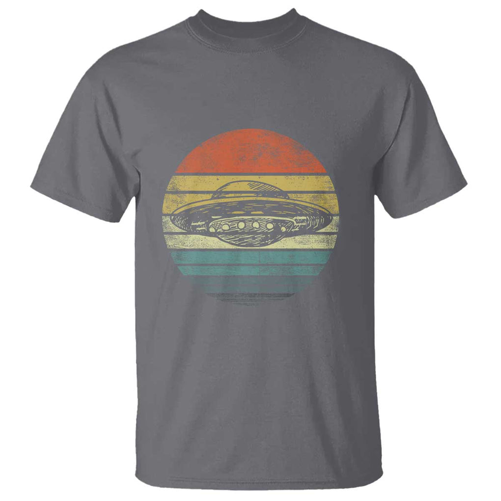 UFO Gifts Retro Sunset Funny Alien UFO Hunter Silhouette T Shirt TS01 Charcoal Print Your Wear