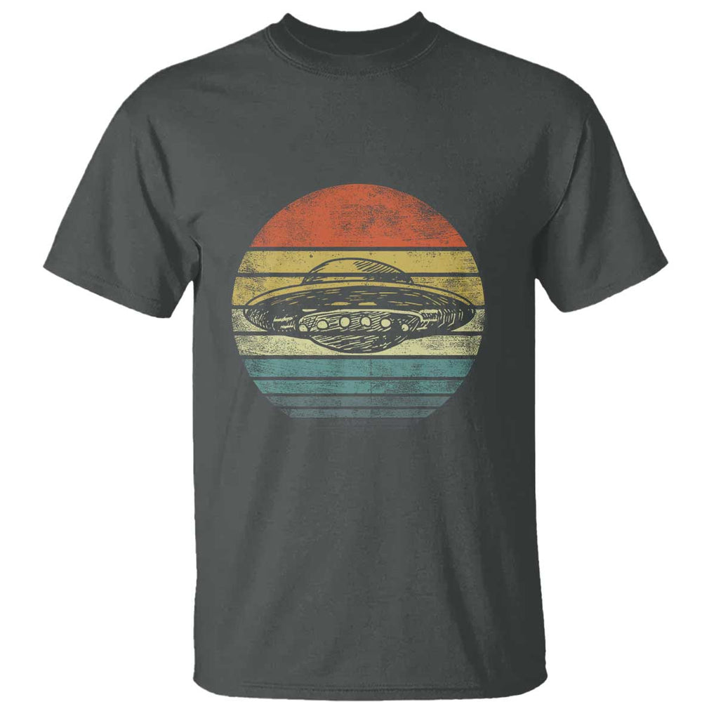 UFO Gifts Retro Sunset Funny Alien UFO Hunter Silhouette T Shirt TS01 Dark Heather Print Your Wear