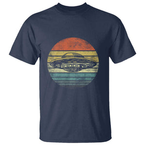 UFO Gifts Retro Sunset Funny Alien UFO Hunter Silhouette T Shirt TS01 Navy Print Your Wear