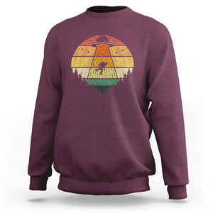 Retro Vintage Bigfoot UFO Abduction Funny Sasquatch Aliens Sweatshirt TS01 Maroon Print Your Wear