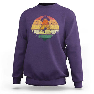 Retro Vintage Bigfoot UFO Abduction Funny Sasquatch Aliens Sweatshirt TS01 Purple Print Your Wear