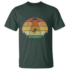 Retro Vintage Bigfoot UFO Abduction Funny Sasquatch Aliens T Shirt TS01 Dark Forest Green Print Your Wear