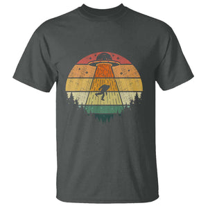 Retro Vintage Bigfoot UFO Abduction Funny Sasquatch Aliens T Shirt TS01 Dark Heather Print Your Wear