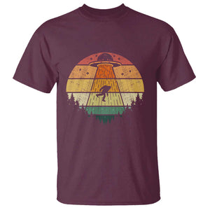 Retro Vintage Bigfoot UFO Abduction Funny Sasquatch Aliens T Shirt TS01 Maroon Print Your Wear