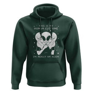 This Is My Human Costume I'm Really An Alien UFO Hoodie TS01 Dark Forest Green Print Your Wear