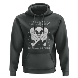 This Is My Human Costume I'm Really An Alien UFO Hoodie TS01 Dark Heather Print Your Wear