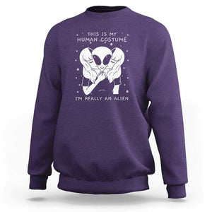 This Is My Human Costume I'm Really An Alien UFO Sweatshirt TS01 Purple Print Your Wear