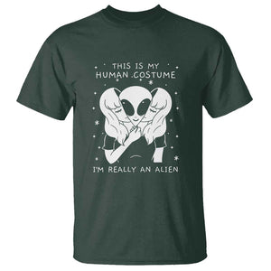 This Is My Human Costume I'm Really An Alien UFO T Shirt TS01 Dark Forest Green Print Your Wear