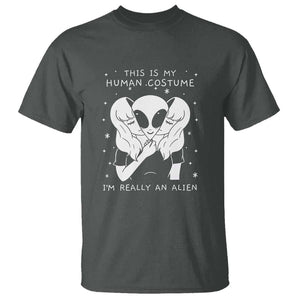 This Is My Human Costume I'm Really An Alien UFO T Shirt TS01 Dark Heather Print Your Wear