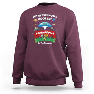 Mens Coolest Grandpa Father's Day Outer Space UFO Spaceship Alien Sweatshirt TS01 Maroon Print Your Wear