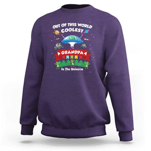 Mens Coolest Grandpa Father's Day Outer Space UFO Spaceship Alien Sweatshirt TS01 Purple Print Your Wear